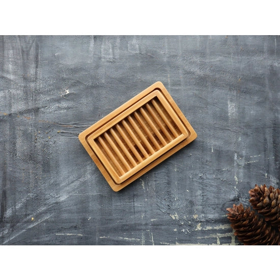 Dual layer bamboo soap dish