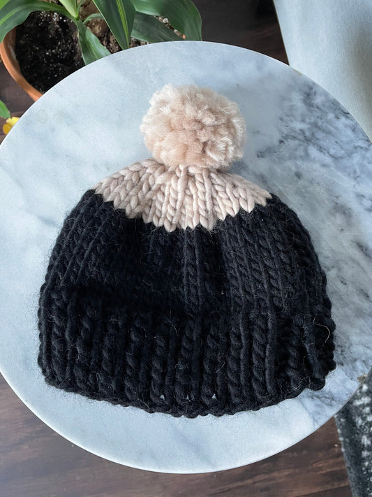 Handmade Knit Winter Hat 100% Merino Wool