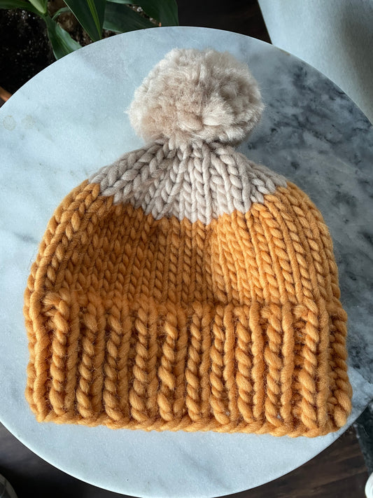 Handmade Knit Winter Hat 100% Merino Wool